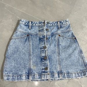 Abercrombie Acid Wash Button Up Denim Skirt